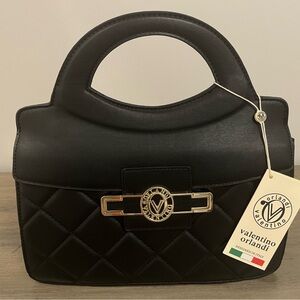 Valentino Orlandi Black Vegan Leather Crossbody/shoulder Bag NEW WITH TAGS!